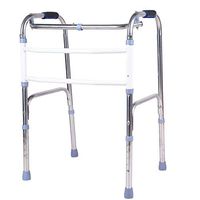 Jonigo Elderly Walker Stainless Steel Lightweight Folding Walker Four-Foot Walker Crutches Older Foldable Aluminum Walker (Color : Stainless Steel Bracket)