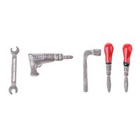 5pcs 1:12 Miniature Metal Repairing Tools Kit Dollhouse Garage Accessories