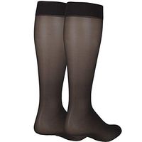 NuVein Sheer Compression Stockings for Women Fashion Silky Sheen Denier Knee High, Black, X-Large