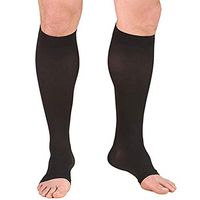 Truform Surgical Stockings, 18 mmHg Compression for Men and Women, Knee High Length, Open Toe, Black, 2X-Large
