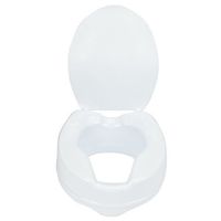 Binlin Raised Toilet Seat with Lid, Raised Toilet Seat, 4-Inch Elevated Height Over Commode, Increased Lift to Support Safety Stability and Comfort; Lightweight and Portable