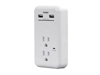 Monoprice 2 Outlet Power Surge Protector Wall Tap with 2 Built in 3.4A USB Charging Ports - White | ETL Rated 450 Joules with Red & Green Protected/Charging Light Indicators