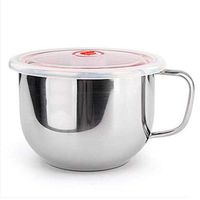 Bowl Mixing Bowl For Baking | Round Stainless Steel Bowl With Airtight Lids & Handle | Stackable | Heatable | Storage | Bowl Household tableware, retro bowl