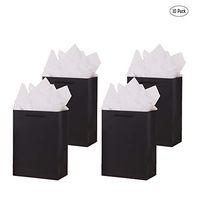 10 Pcs Luxury Black Bags with Tissue Paper | Gift Bags for Men, Groomsmen Gift Bags 8x4x11 Kraft Paper Bags with Handles Bulk| Black Paper Bags, Black Gift Bags