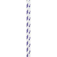 JAM PAPER Color Paper Straws - 7 3/4 x 1/4 - Purple Stripes & Dots - 24/Pack