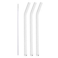 Exteren Reusable Glass Smoothie Straws Drinking Straws for Milkshakes Frozen Drinks Straw (White)