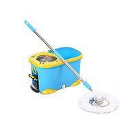 MOP THBEIBEI Spinning and Bucket Cleaning Set Pedal Hand Pressure 2 in 1 Adjustable Household Head2 (Color : Blue)