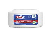 100 Count, PlastX Disposable 6 inch White Plastic Dinnerware Appetizer Plates, Microwavable, Great For Home, Office, Wedding, Parties, or Everyday Use, 1 Pack