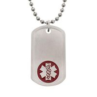 AMERICAN MEDICAL ID – Personalized Medical ID Alert Dog Tag with Red Medical Symbol. 27" Necklace Chain. Custom Engraved with Medical Conditions, Allergies, Emergency Contacts for Prompt Medical Care