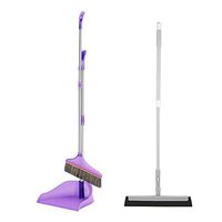 Broom and Dustpan Broom Set Household broom set broom non-stick hair soft hair cleaning broom artifact Long Handled Dustpan and Brush Set wisp broom (Color : Purple)