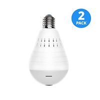 QIHONG WiFi Waterproof IP66 Security Light Bulb Camera,360 Panoramic View, Matte Night Vision and White Light,Support Alexa, Google Assistant,E27,E26 Base