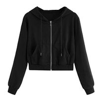 Ros1ock Sweatshirts for Women Solid Color Hoodie Pullover Plus Size Coats Casual Long Sleeve Tops Black