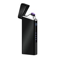 Lighter, Electric Double Arc Lighter USB Rechargeable Lighter Windproof Flameless Lighter Plasma Lighter with Battery Indicator (Upgraded) for Fire, Cigarette, Candle - Outdoors Indoors
