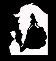 Makarios LLC Beauty and The Beast Silhouette Cars Trucks Vans Walls Laptop MKR| White |5.5 x 4 |MKR665