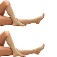 Truform Anti-Embolism Below Knee Open-Toe Stockings, Beige, Small (Pack of 2)