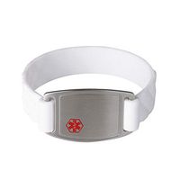 BAIYI Custom Engraving Medical Alert ID Bracelet for Kids, Silicone Emergency Bracelets White 6.5 inch