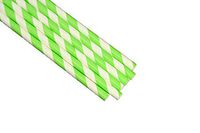 12 Striped Design Eco-Friendly 7.75" Party Paper Straws Choose Color (Lime Green)
