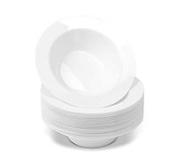 50 Disposable White Plastic Dessert Bowls | SMALL 6 oz. Premium Heavy Duty Dinnerware with Real China Design | Safe & Reusable (50-Pack) by Bloomingoods