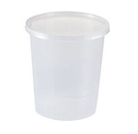 SafePro 32HD, 32 Oz Clear Plastic Soup/Food Containers with Lids, Microwavable Translucent, Plastic Deli Containers with Lids, Case of 50