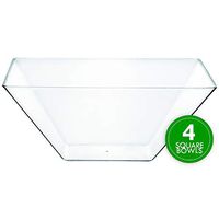 Plasticpro Disposable Square Plastic Extra Large Clear Serving Bowls Extra Heavy Duty for Party's Snack or Salad Bowl, Elegant Pack of 4
