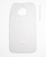 Linteum Textile (3-Pack,18x34 in, White) Soft Terry Adult Bibs with Velcro-Type Closure