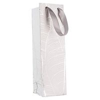 Leaf Design Silver Gift Bags - Wine Foil Stamped Gift Bags - Unique Design with Durable Ribbon Handles, Beautiful Present Bags Best for Birthday, Wedding and Parties (14”x4”x4”) (12 Pack)