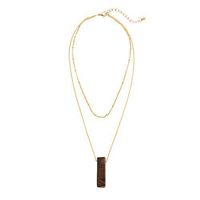 Afazfa💗💗Natural Stone Pendant Sweater Chain Ladies Fashion Double Clavicle Necklace (Black)