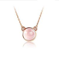 Pendant Chain Opal Chic Gift Necklace Rose Gold Plated Crystal Bear Shaped Prom Pretty Beautiful Bright Cute For gift Simple Cheap Elegant Jewerly Aesthetic