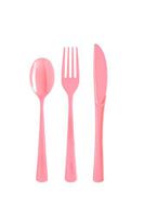 Exquisite 150 Pack Pink Plastic Utensils Heavy Duty Cutlery Set 50 Plastic Forks 50 Plastic Spoons 50 Plastic Knives Perfect Plastic Silverware Party Pack Set for all occasions