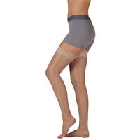 Juzo Naturally Sheer Compression Thigh High w/Silicone Top Band Closed Toe 15-20mmHg, I, Black