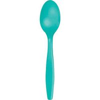 Club Pack of 288 Teal Premium Heavy-Duty Plastic Party Spoons