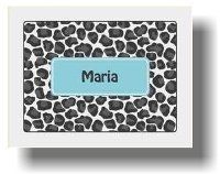 Paparte Note Cards Leopard Name 701 (Blue)