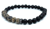 Mashele Mens Beaded Bracelet Gifts - Tiger Eye/Lava Rock/Hematite Stone/Wood/Stress Relief/Strength Adjustable/Aromatherapy Essential Oil Diffuser (Amber/Rock Bracelet)