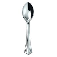 WNA 620155 Heavyweight Plastic Spoon, 6.25", Reflections Design, Silver  (15 Packs of 40)