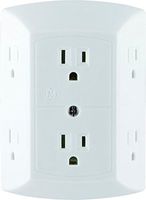GE 6 Outlet Wall Plug Adapter Power Strip, Extra Wide Spaced Outlets for Cell Phone Charger, Power Adapter, 3 Prong, Multi Outlet Wall Charger, Quick & Easy Install, For Home Office, Home Theater, Kitchen, or Bathroom, UL Listed, White, 50759