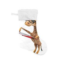 Christmas Socks Fun Giraffe Reading Personalized Santa Stocking 2pcs Set Gift Kids Fireplace/Restaurant/Hotel/Club/bar for Xmas Tree Decor