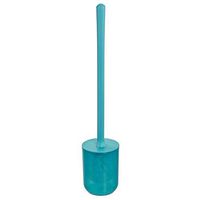 iDesign Finn Bowl Brush and Holder, Toilet Cleaning Set for Bathroom, Teal and White 2 Each