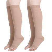 Compression Socks Stockings Open Toe, Toeless Women Men Knee High 2 Pairs