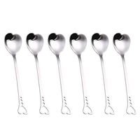BESTONZON 12pcs Stainless Steel Heart Shape Spoons Cute Scoop Stirring Spoon Tableware for Dessert Cake Coffee