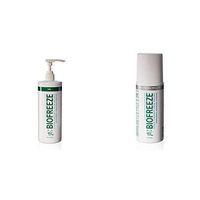 Biofreeze Pain Relief Gel, 32 oz. Pump, Green + Pain Relief Gel, 3 oz. Colorless Roll-On, Fast Acting, Long Lasting, Powerful Topical Pain Reliever
