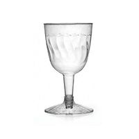Fineline Settings 2206-CL, 5 Oz. 2-Piece Flairware Clear Plastic Wine Goblets, Red White Wine Disposable Catering Plastic Glasses (50)