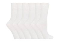 IOMI - 6 Pack Women Thin Non Binding Extra Wide Loose Top Cotton Diabetic Socks (5-9 US, White LA5)