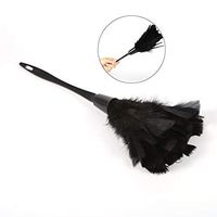 Delaman 14 Inch Soft Turkey Feather Duster, Cleaning Brush, with Black Handle Home Furniture Car Cleaning Tools (Color : Black)