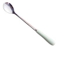 XIURONG Ceramic Handle Stainless Steel Mixing Spoon Small Spoon Spoon Spoon Spoon Ice Tea Coffee Juice (4) 10Der Green