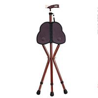 Xqr Old Cane Stool Adjustable Height Aluminum Alloy Thickened Three-Legged Massage Cane with Seat Portable Fishing Rest Stool for The Elderly,Brown