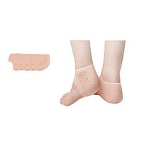 5 Pairs Silicone Gel Heel Sleeve, Gel Heel and Ankle Sleeve for Plantar Fasciitis Gel Sleeves Protectors Breathable Silicone Protective Heel Air Support for Plantar Fasciitis Pain Relief (Skin Color)
