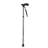 Walking stick Adjustable Folding, Deluxe Black with Silver Etched Engraved Flecked Stripes Lightweight for Elderly, Handicapped, and Disabled Users Fauay