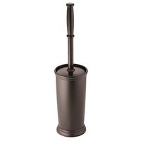 mDesign Compact Freestanding Plastic Toilet Bowl Brush and Holder for Bathroom Storage and Organization - Space Saving, Sturdy, Deep Cleaning, Covered Brush - Espresso Brown
