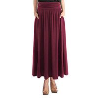 EDC Women's High Waist Pleated Skirts with Pocket Vintage Casual Professional Office Maxi Skirt (S, Wine Red)