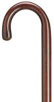 Walking Cane - Walnut round nose crook handle hospital cane, 1" diameter hardwood shaft, 42" long w/rubber tip.